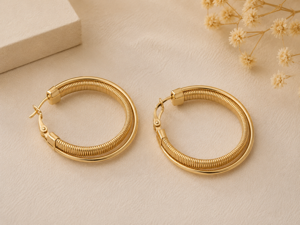 Hoop oorbellen dubbel- goud