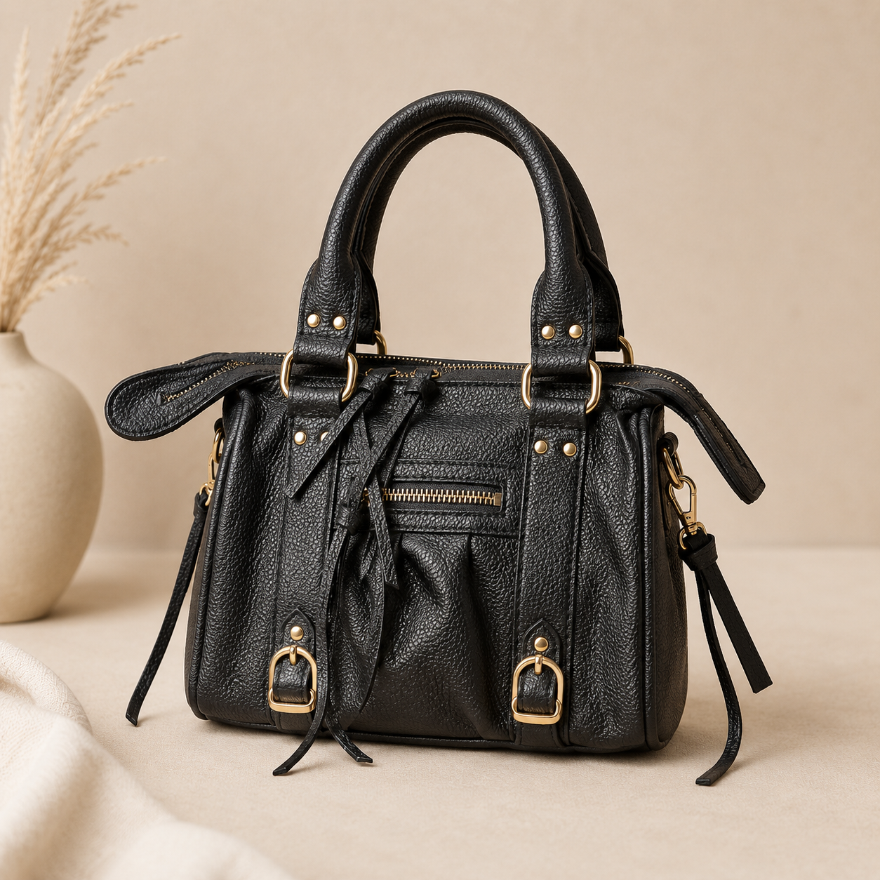 Citybag lederlook zwart small