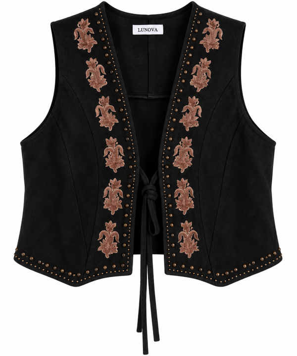 Gilet zwart . Kunst suede