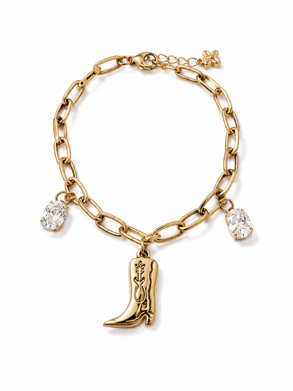 Armband cowboylaars- Stainlesssteel- goud