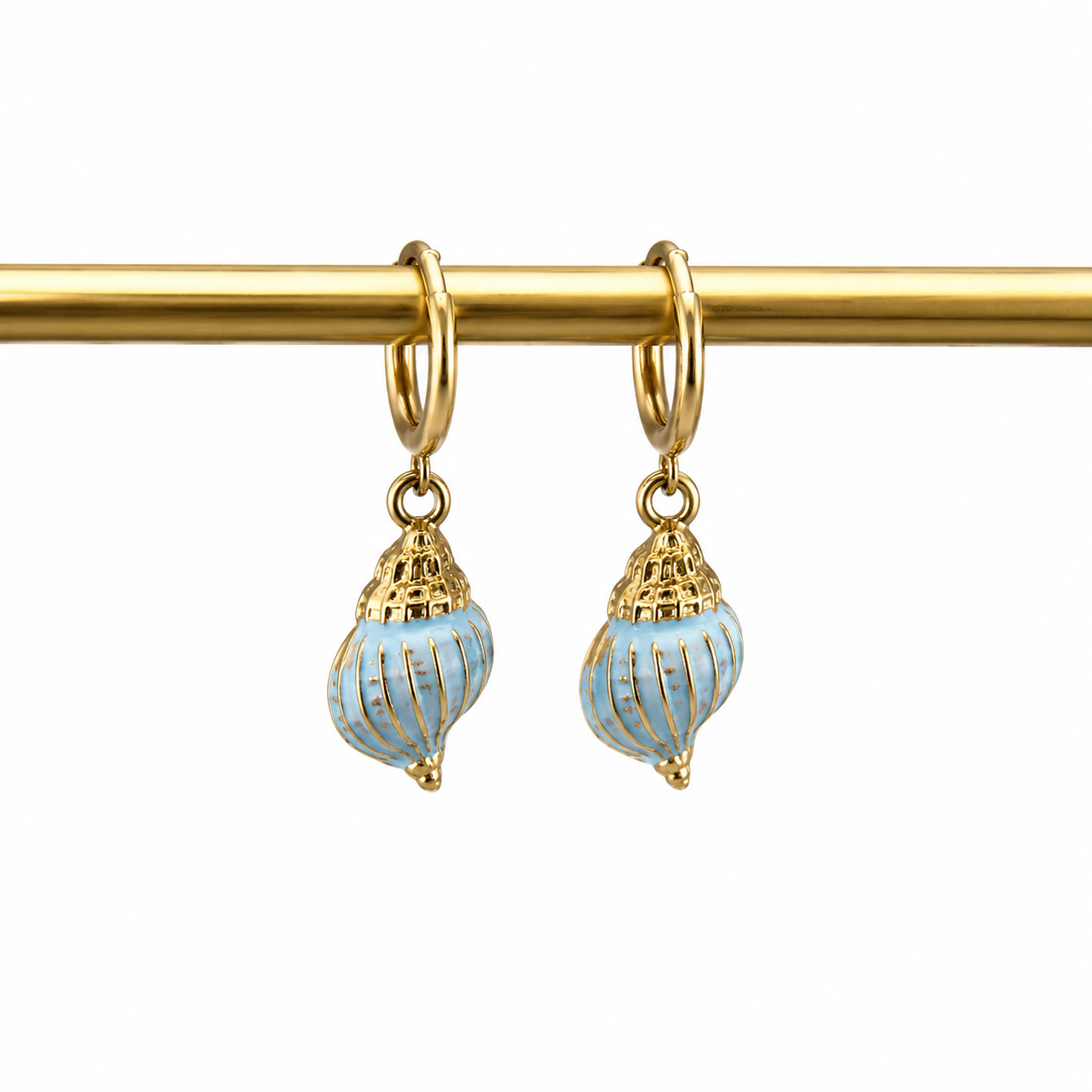 Oorbellen schelp blauw