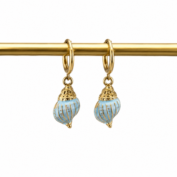 Oorbellen schelp blauw