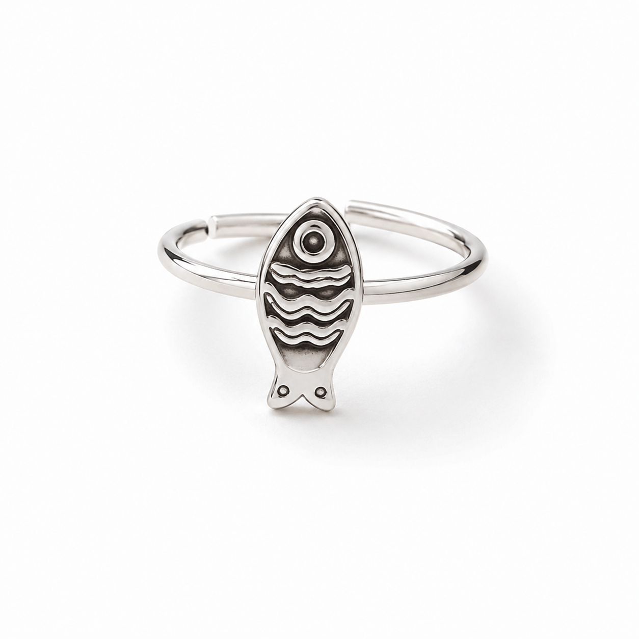 Ring vis klein- verstelbaar- zilver- Stainlesssteel