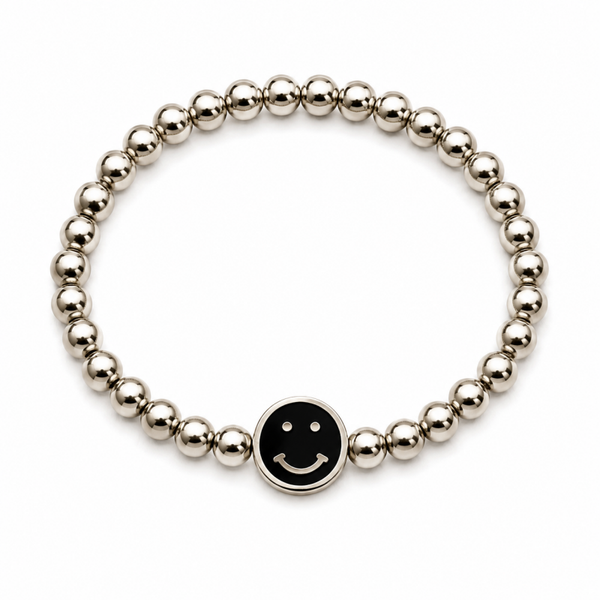 Armband smiley zwart