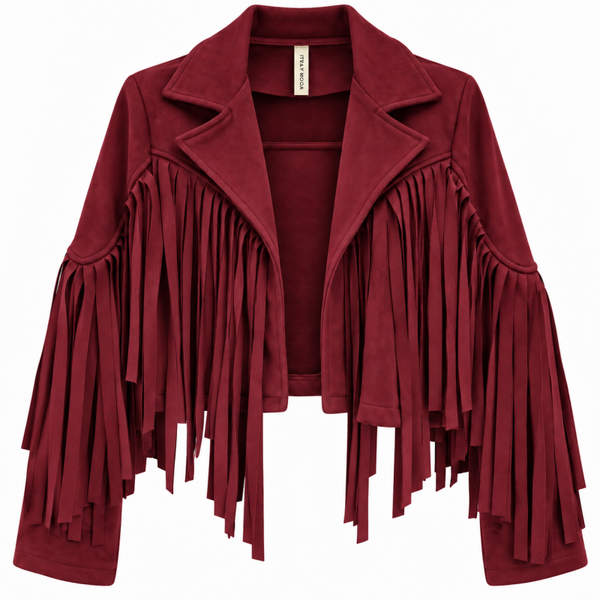 Jasje met franjes bordeaux
