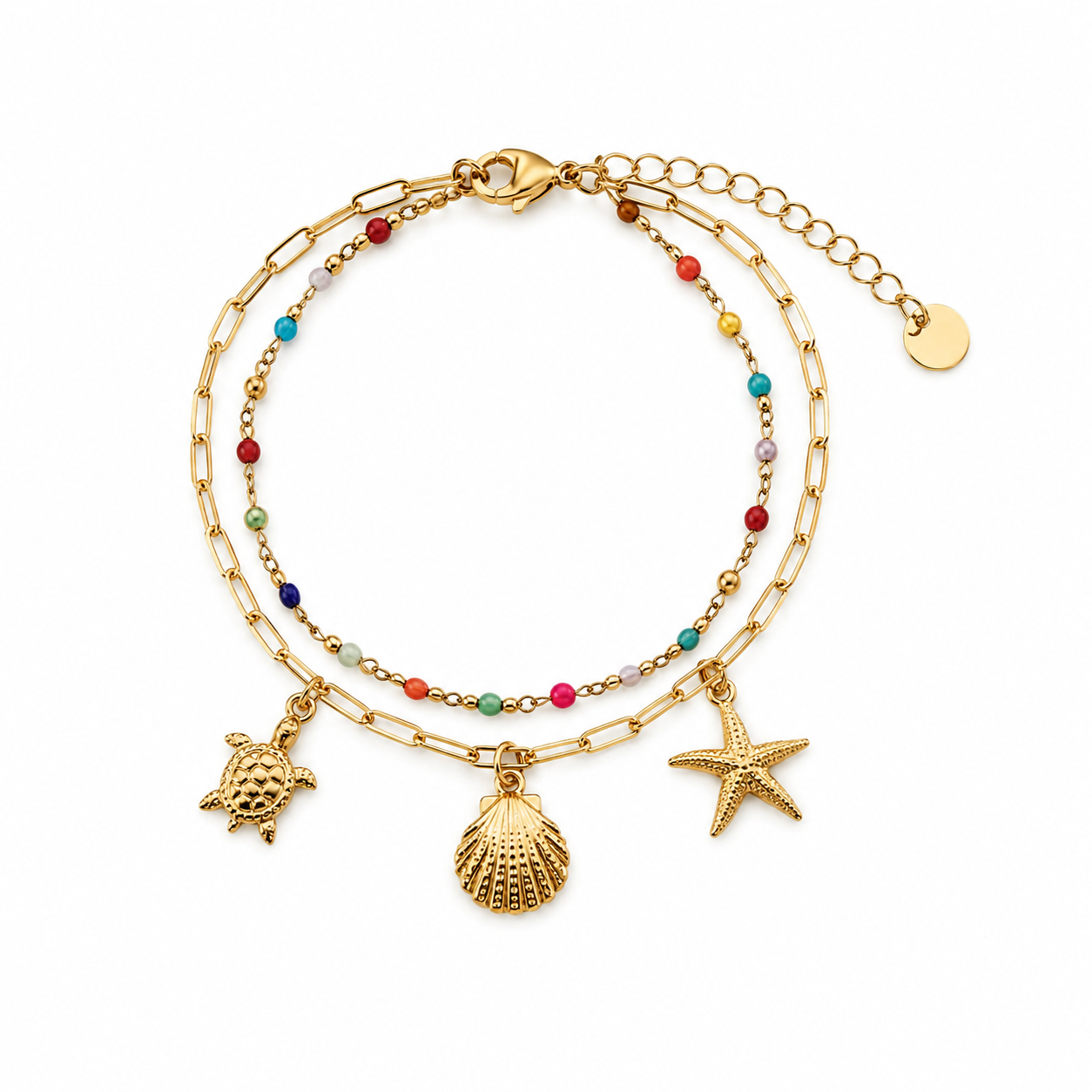 Dubbele armband zee- goud- Stainlesssteel