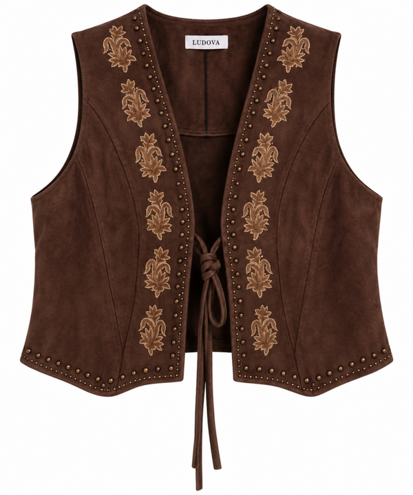 Gilet donkerbruin. Kunst suede.