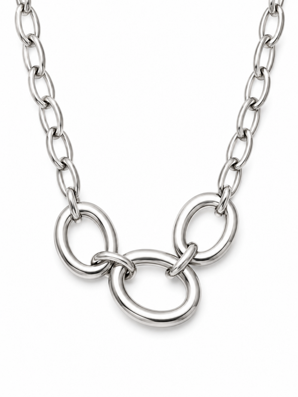 Ketting statement ovaal. Zilver