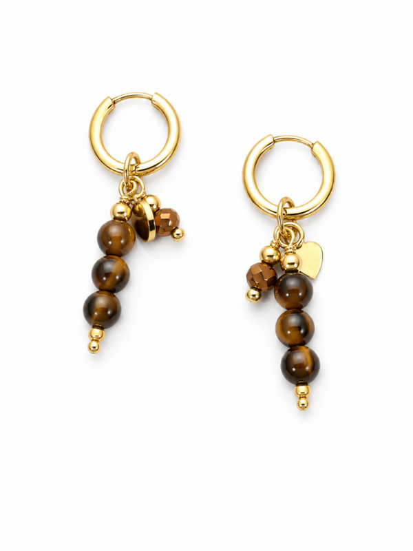 Oorbellen bead bruin
