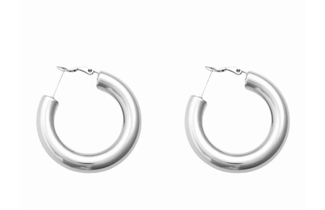Chunky  hoops- zilver en goud  stainless steel