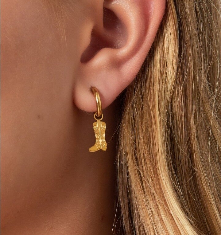 Oorbel cowboy laars goud