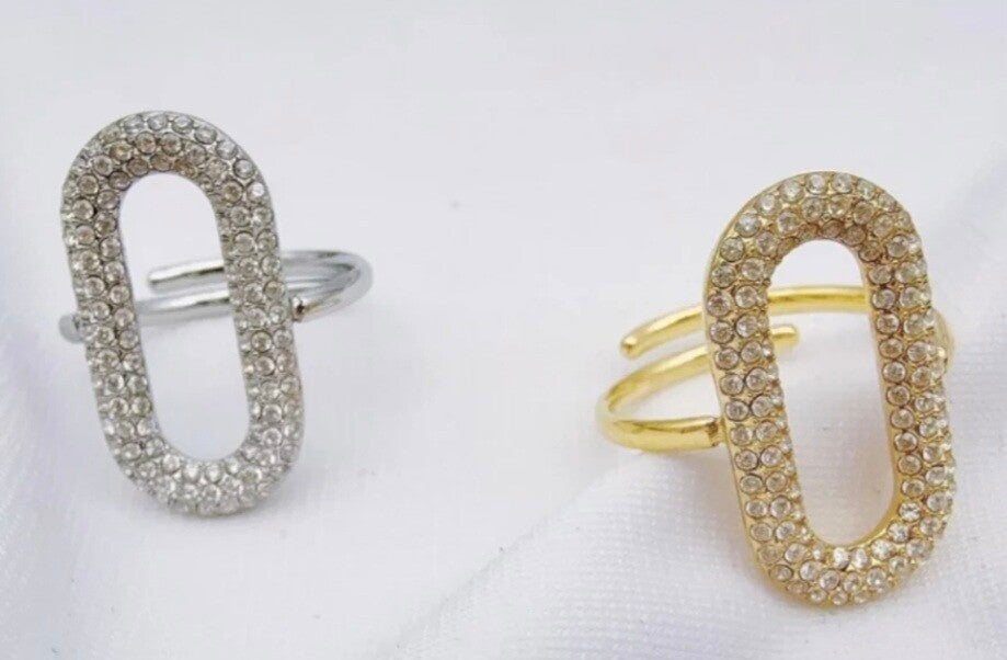 Ring strassteentjes ovaal