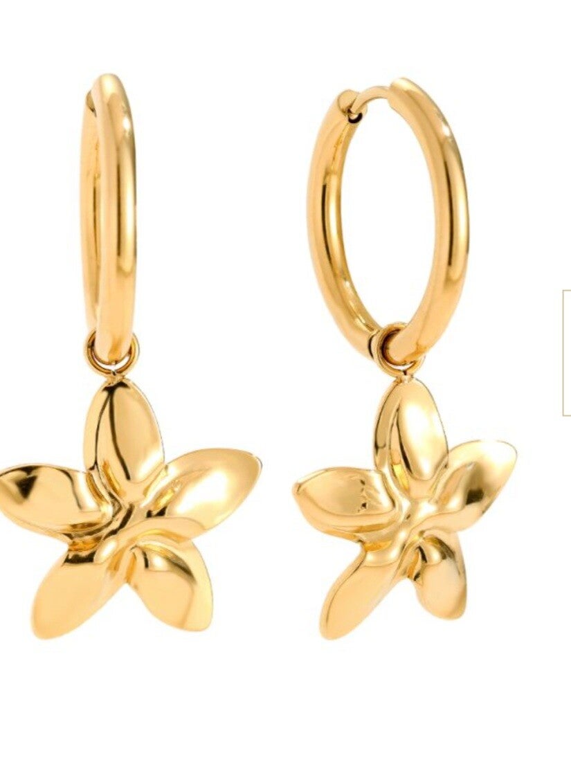 43mm Nice Bloem roestvrijstalen oorbellen