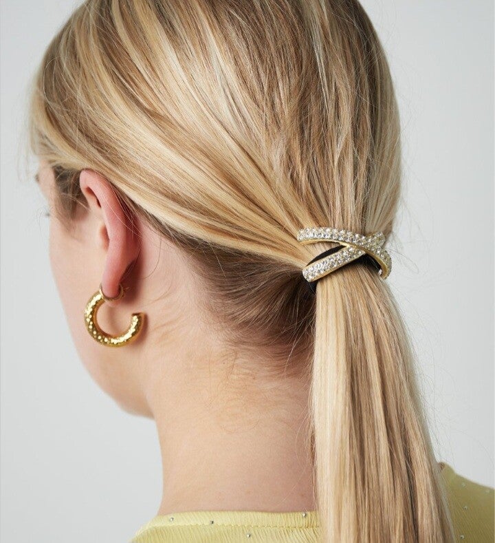 crossed shimmer hair elastic