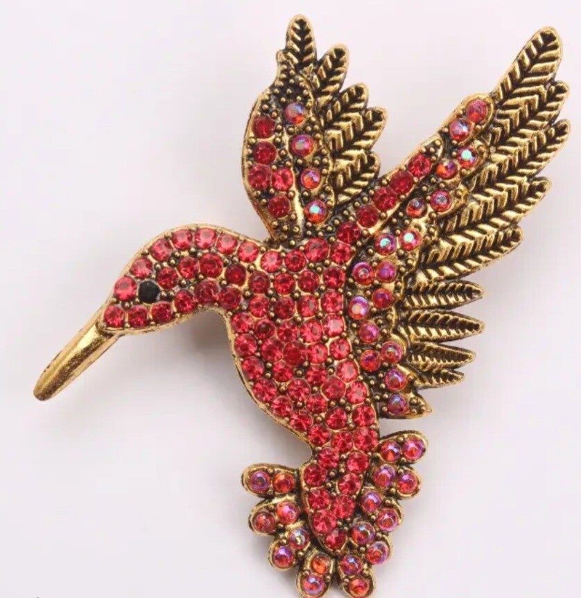 Broche vogel rood
