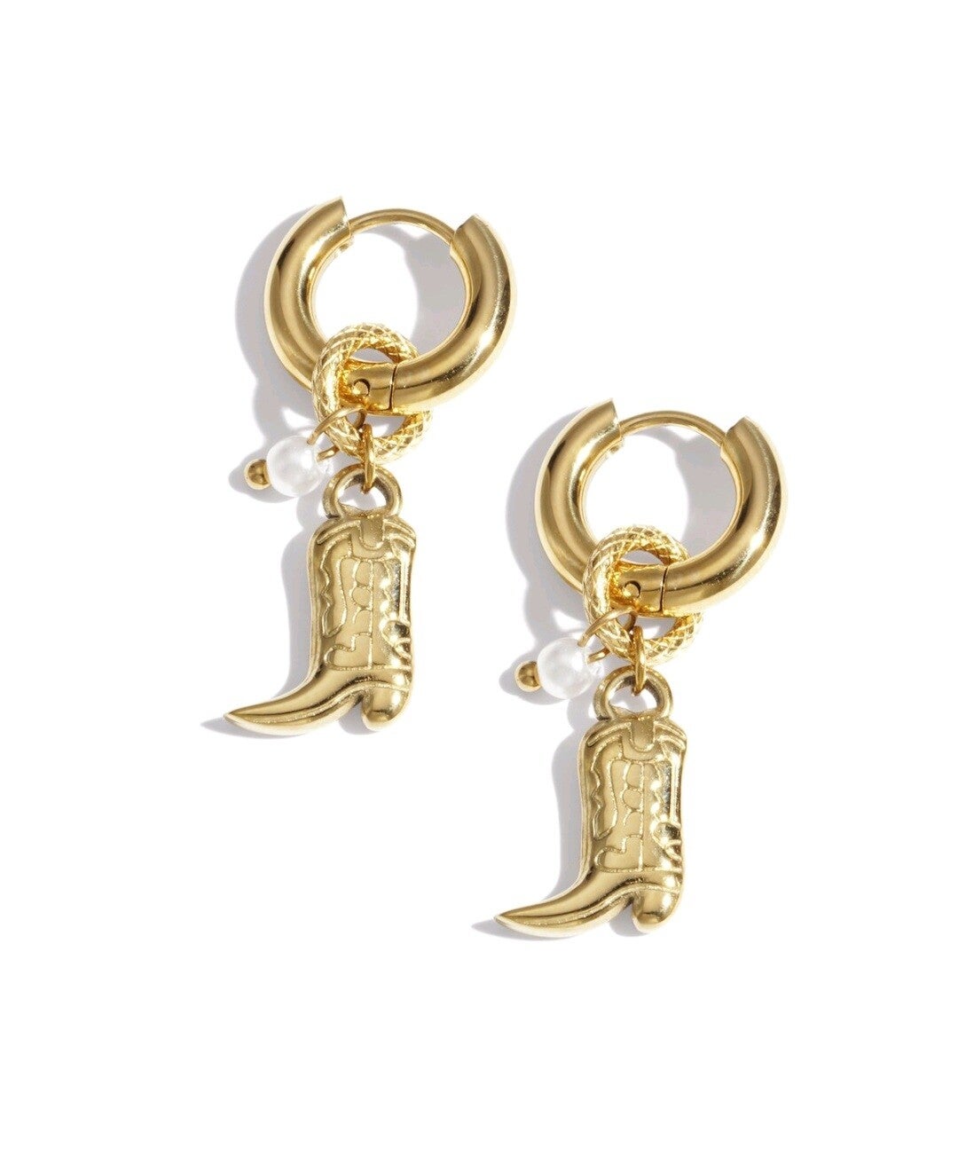Hee haw cowboyboot oorbellen goud