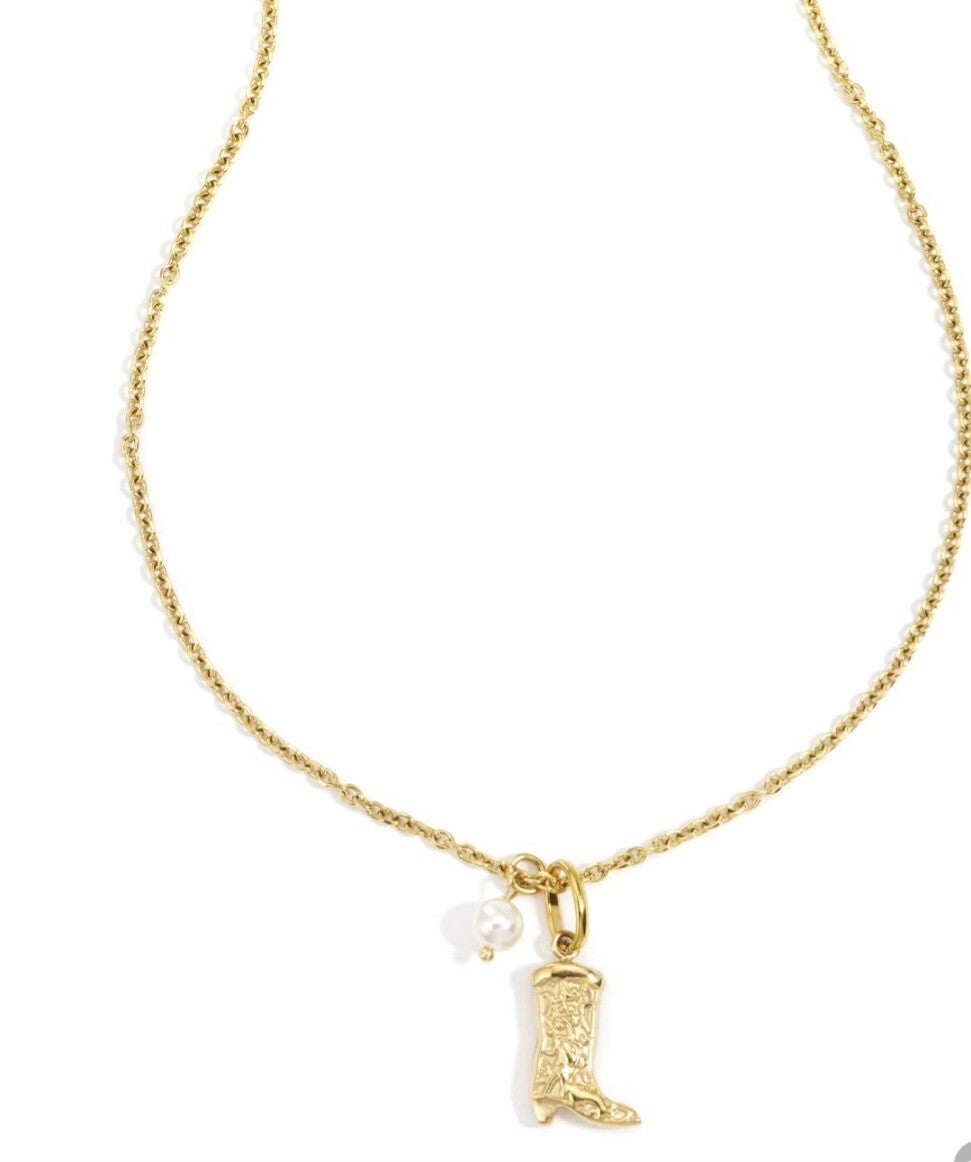 Cowboy laars ketting met parel