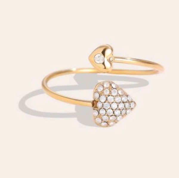 Ring hart knuffel - verstelbaar- goud