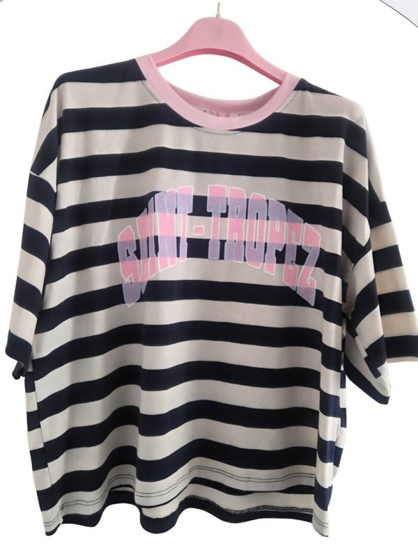 Top s tropez streepje bruin beige t/m 44