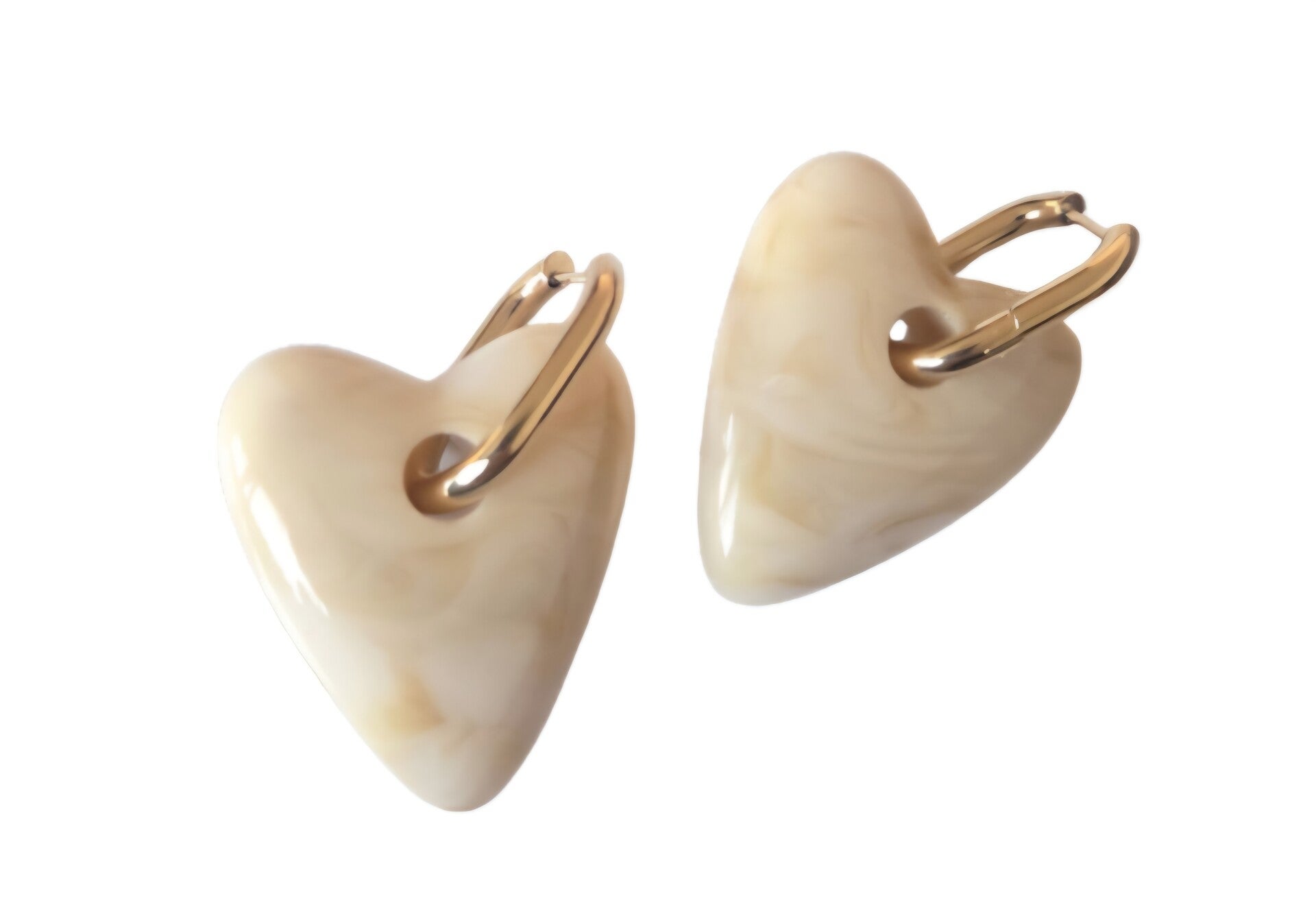Statement oorbellen hart beige - Stainlesssteel