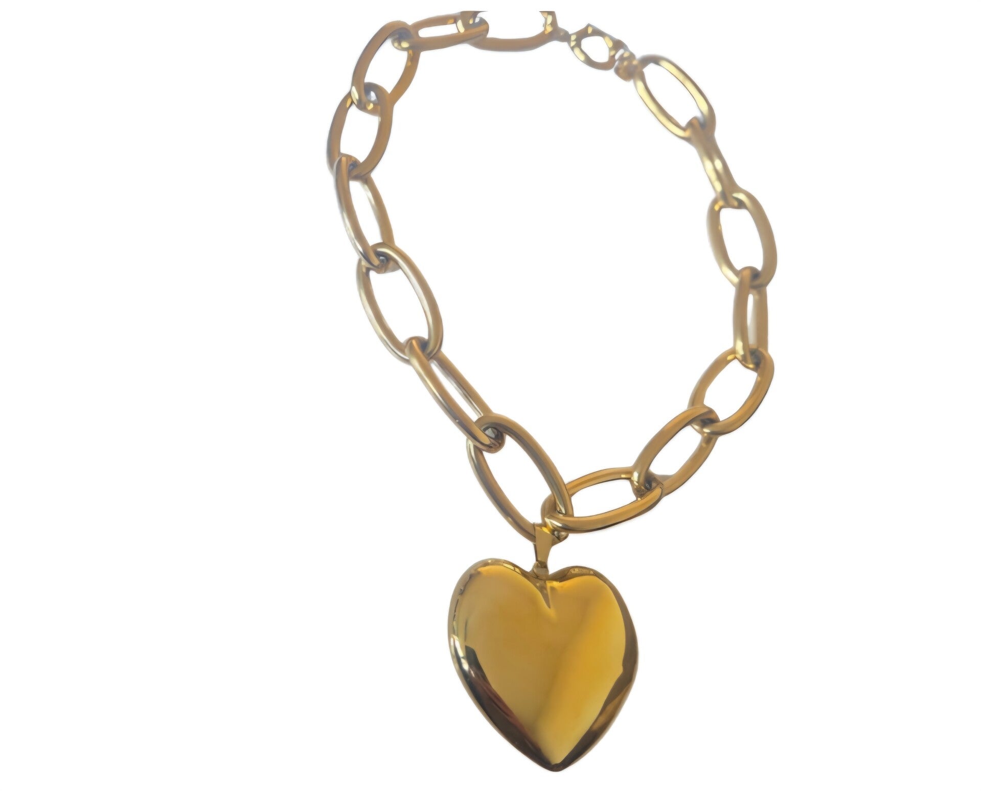 Grove statement schakelketting met hart- Stainlesssteel