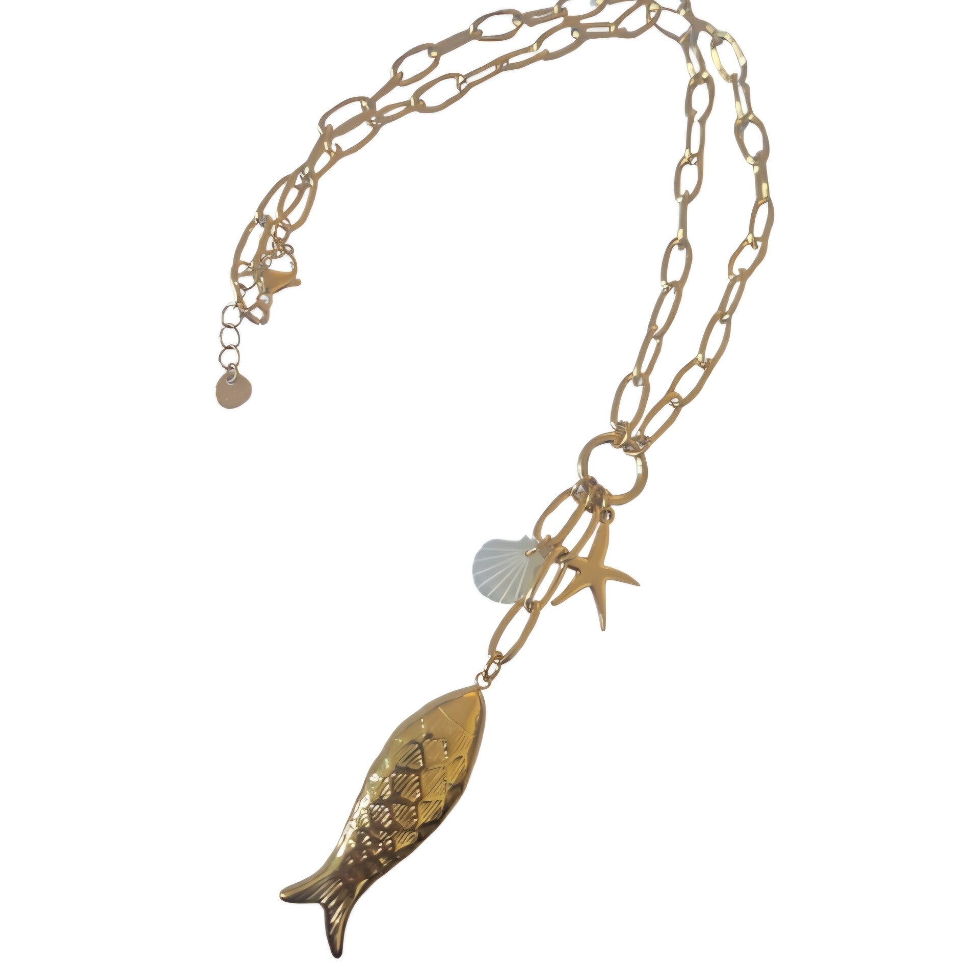 Ketting 60 cm - zee vis - Stainlesssteel- goud