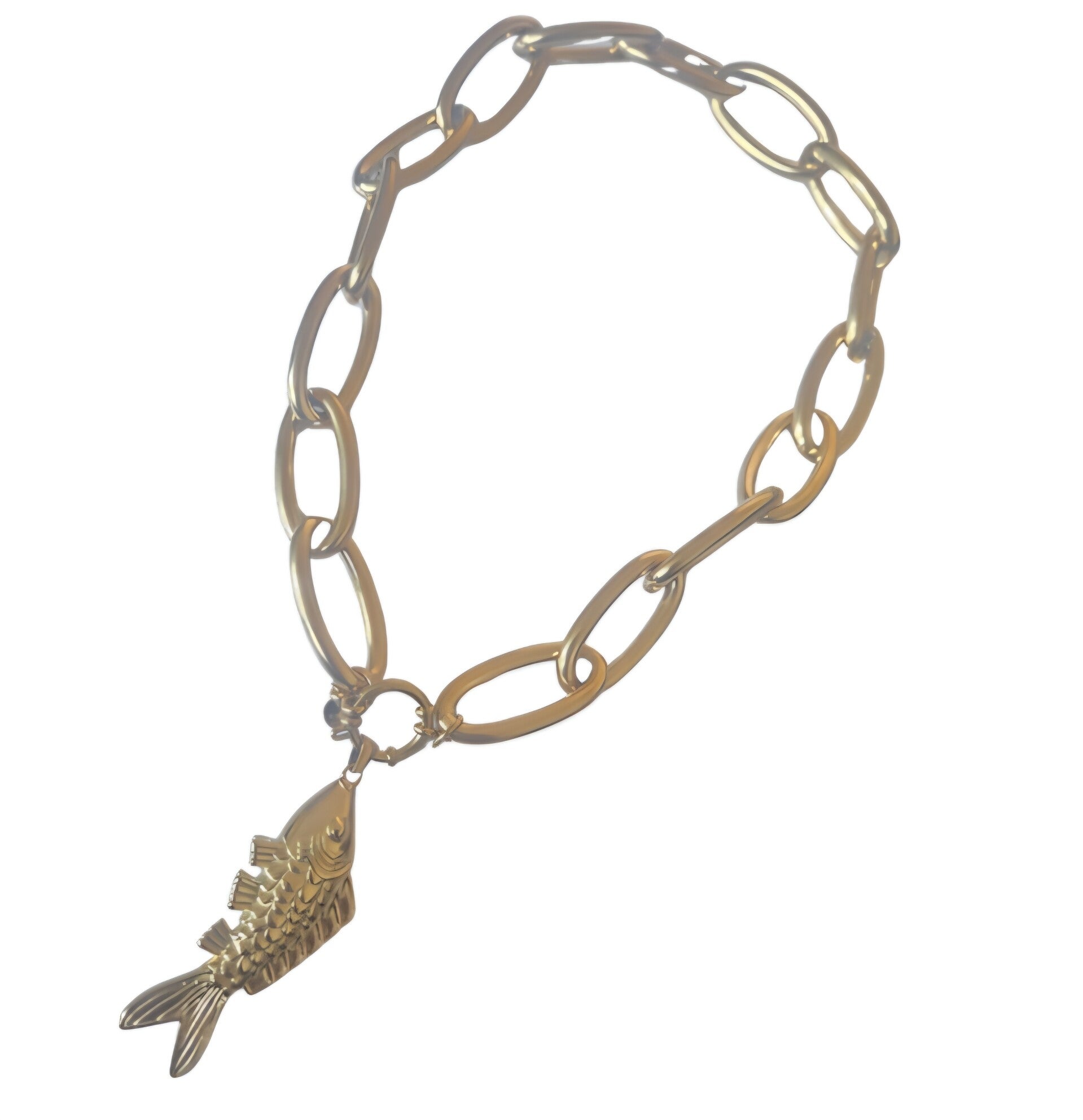 Statement ketting vis- grove schakel - Stainlesssteel