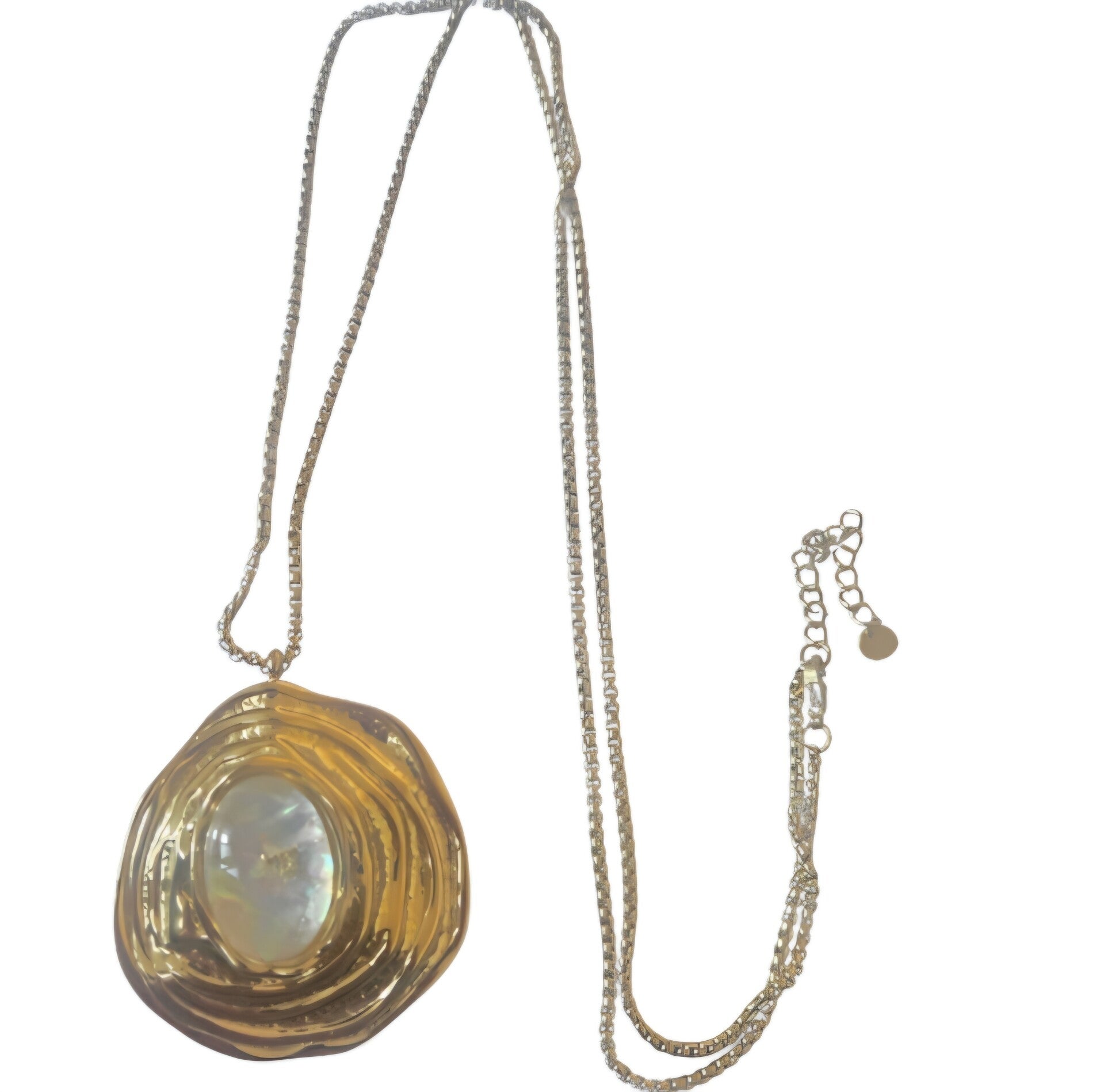 Statement ketting zoe- - 80cm -Stainlesssteel- wit- goud