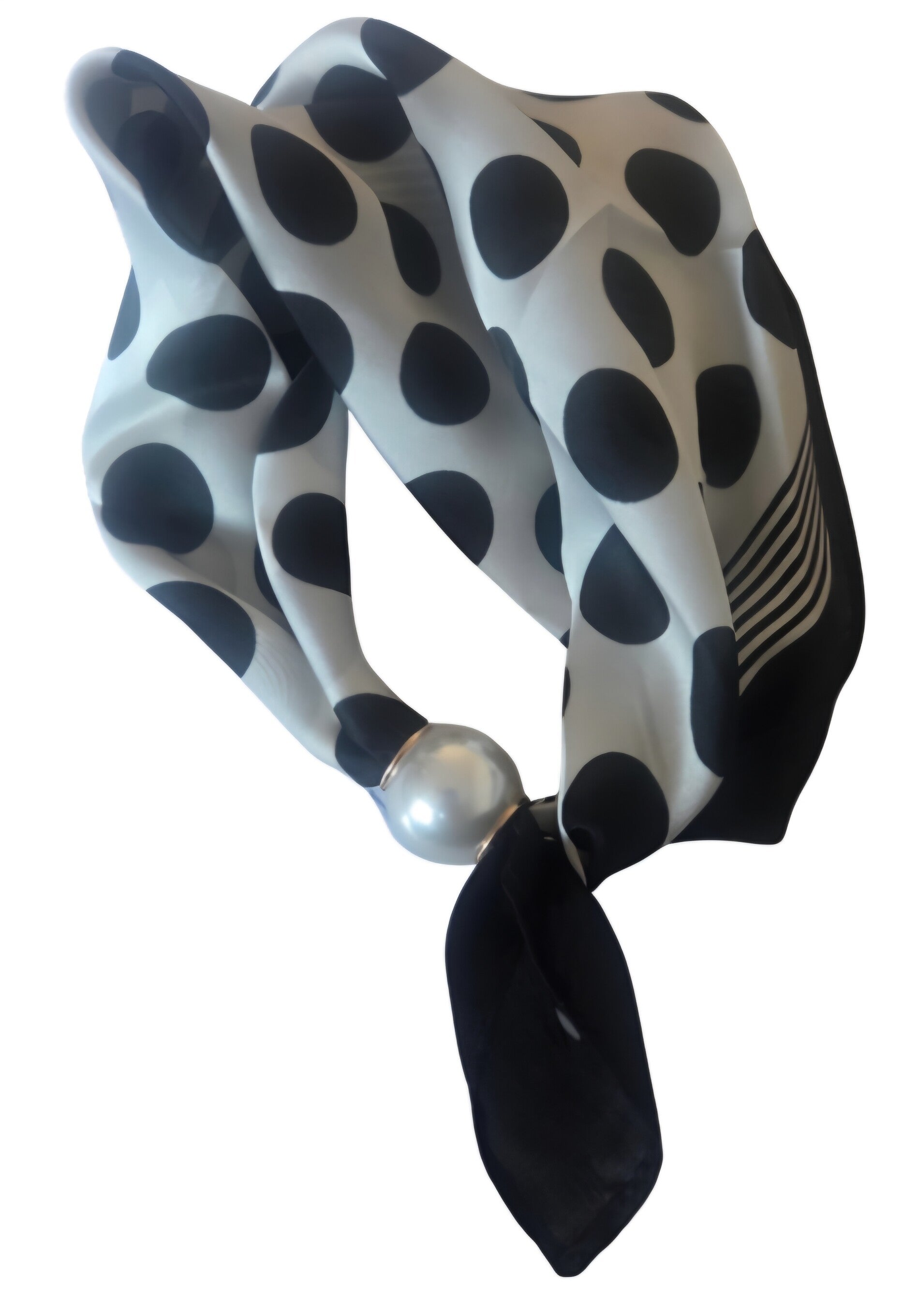 Sjaal met magneet sluiting- polka groot wit/zwart
