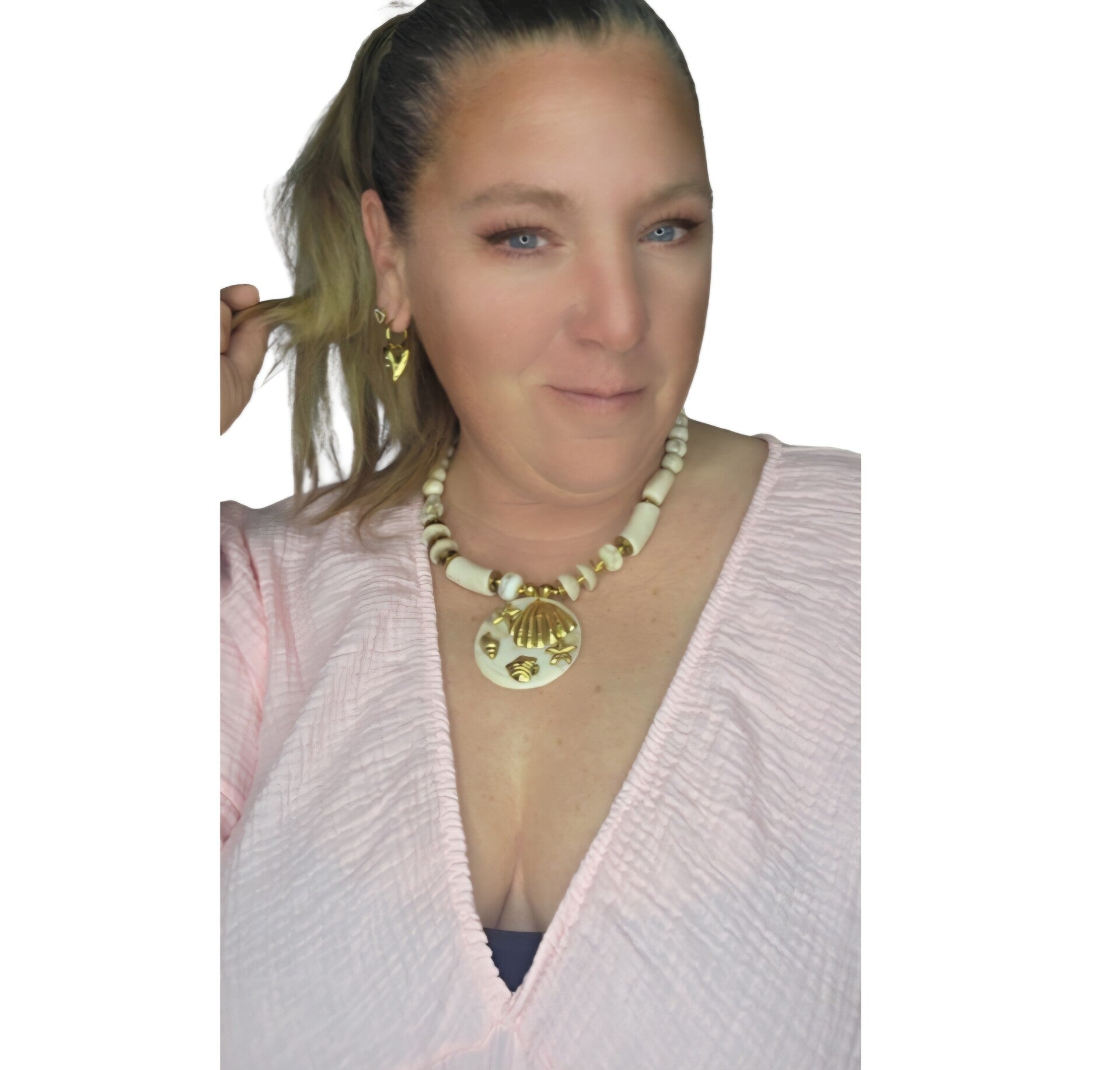 Statement ketting beige zee dieren