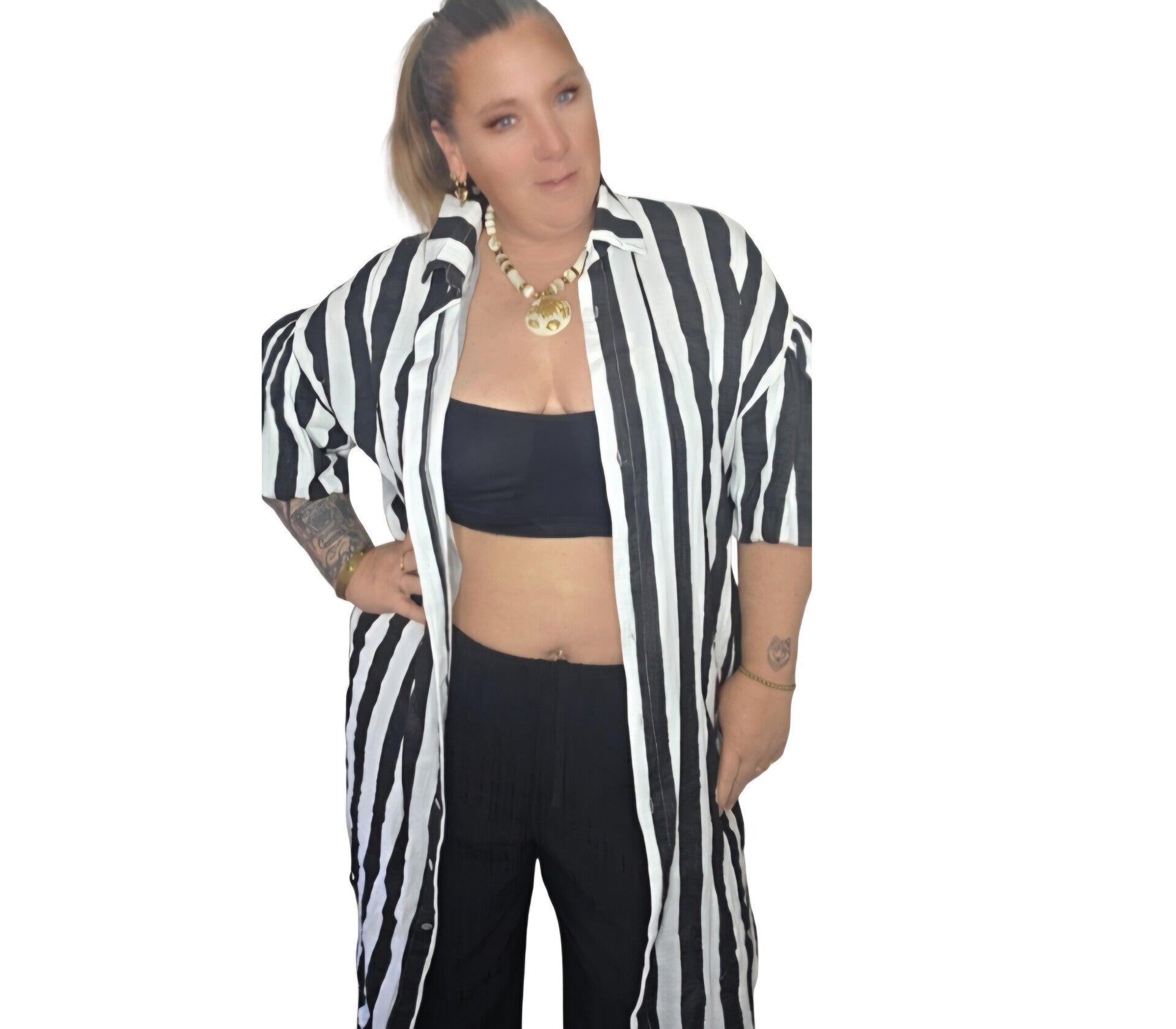 Tuniek jurk over de knieën plussize  zwart