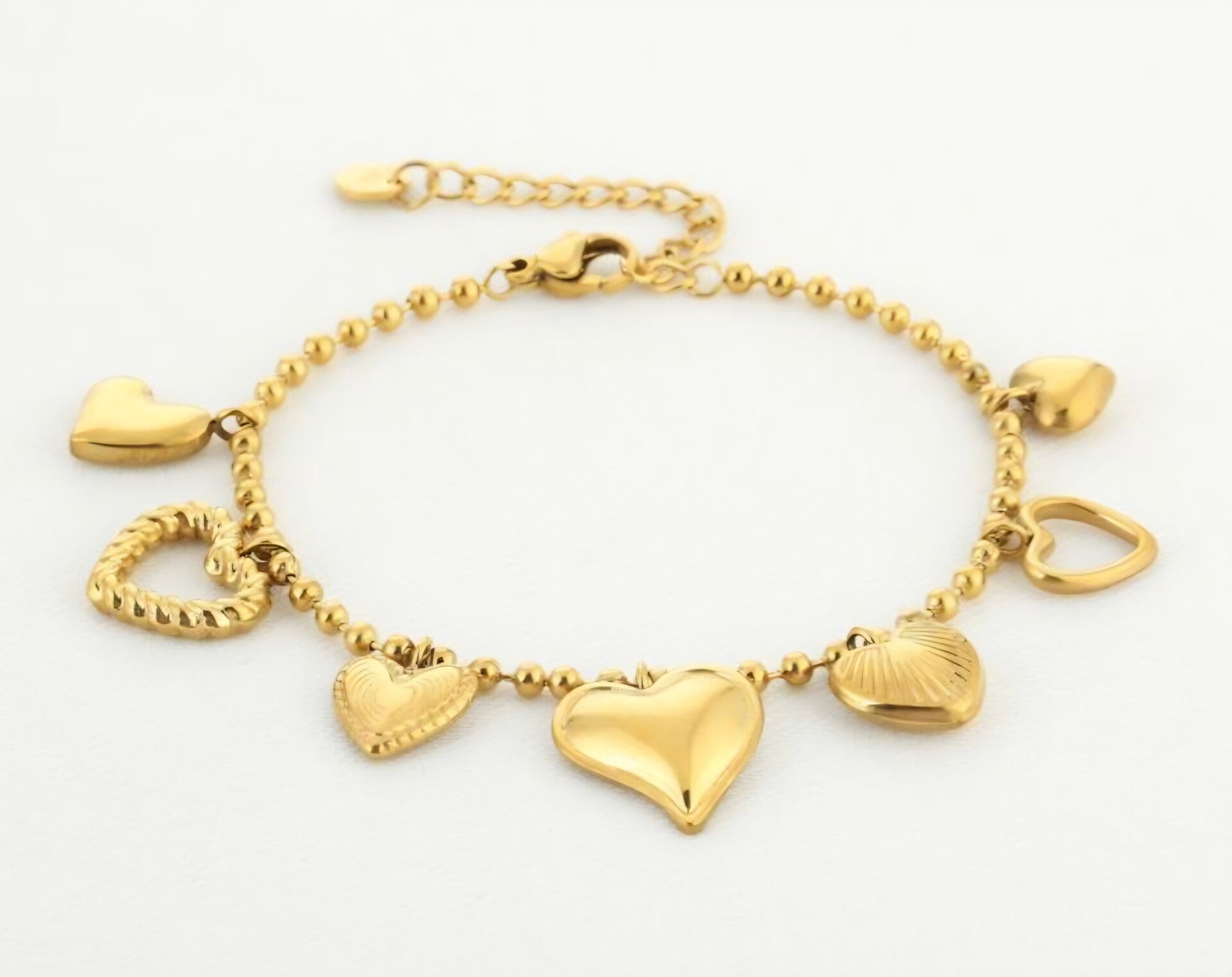 Bedel armband hartjes- goud- Stainlesssteel