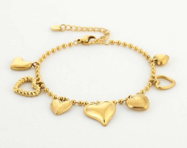 Bedel armband hartjes- goud- Stainlesssteel