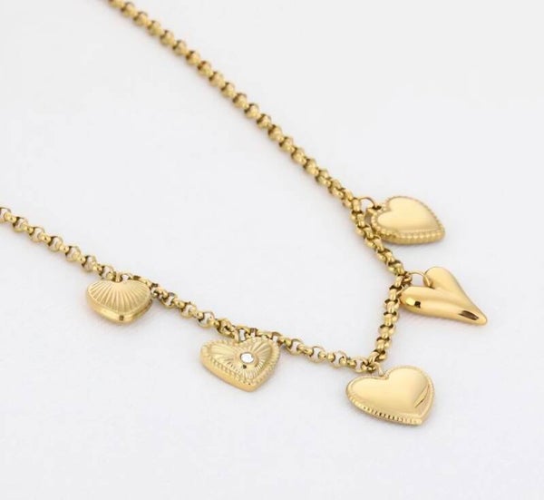 Bedel ketting goudkleurig hartjes - Stainlesssteel