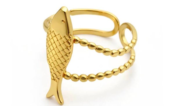 Ring vis- goud- Stainlesssteel- Verstelbaar