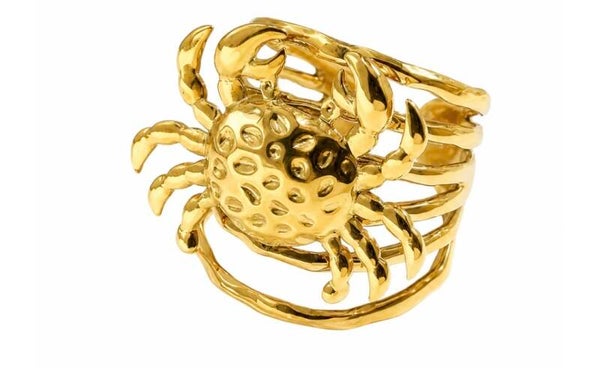 Statement ring krab- goud- verstelbaar