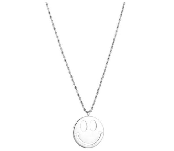 Smiley ketting zilver