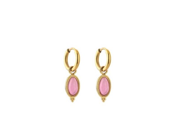 Natuursteen oorbellen BOHO roze