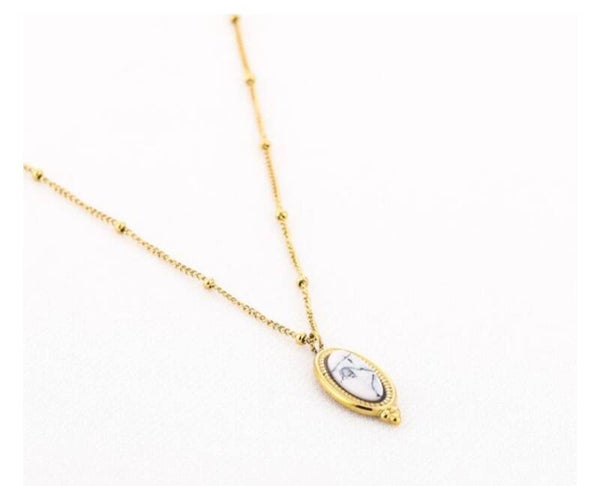 Natuursteen ketting BOHO wit