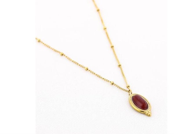 Natuursteen ketting BOHO rood