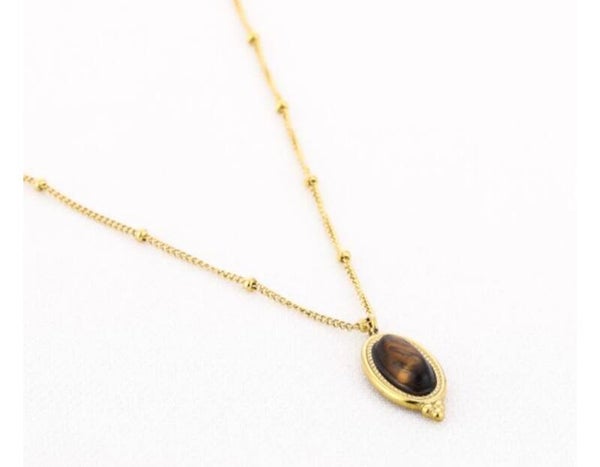 Natuursteen ketting BOHO tijgeroog