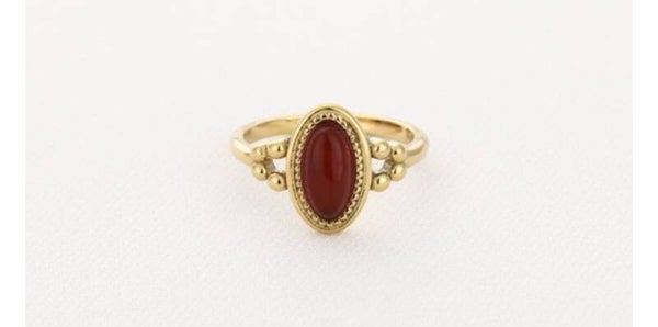 Natuursteen ring boho rood