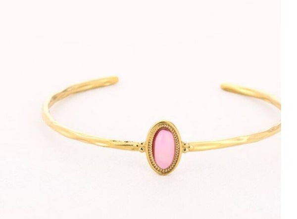 Natuursteen bangle BOHO roze