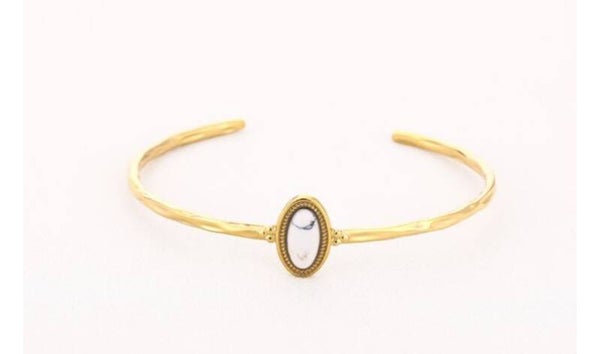 Natuursteen bangle BOHO wit