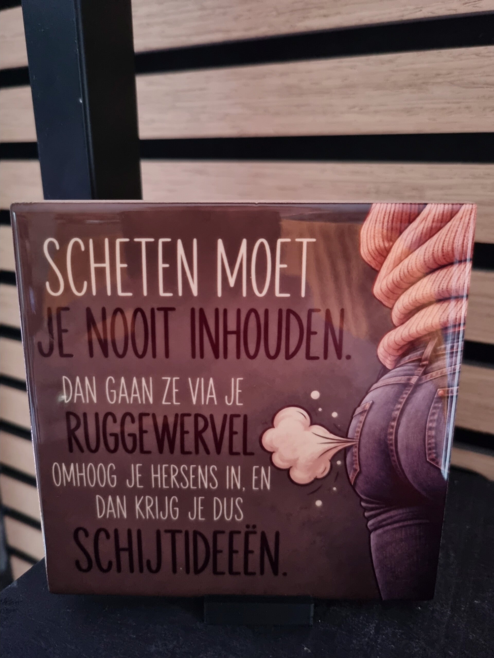 Scheten moet je nooit inhouden. Dan gaan ze via je ruggenwervel omhoog je hersens in, en dan krijg je dus schijtideeën.