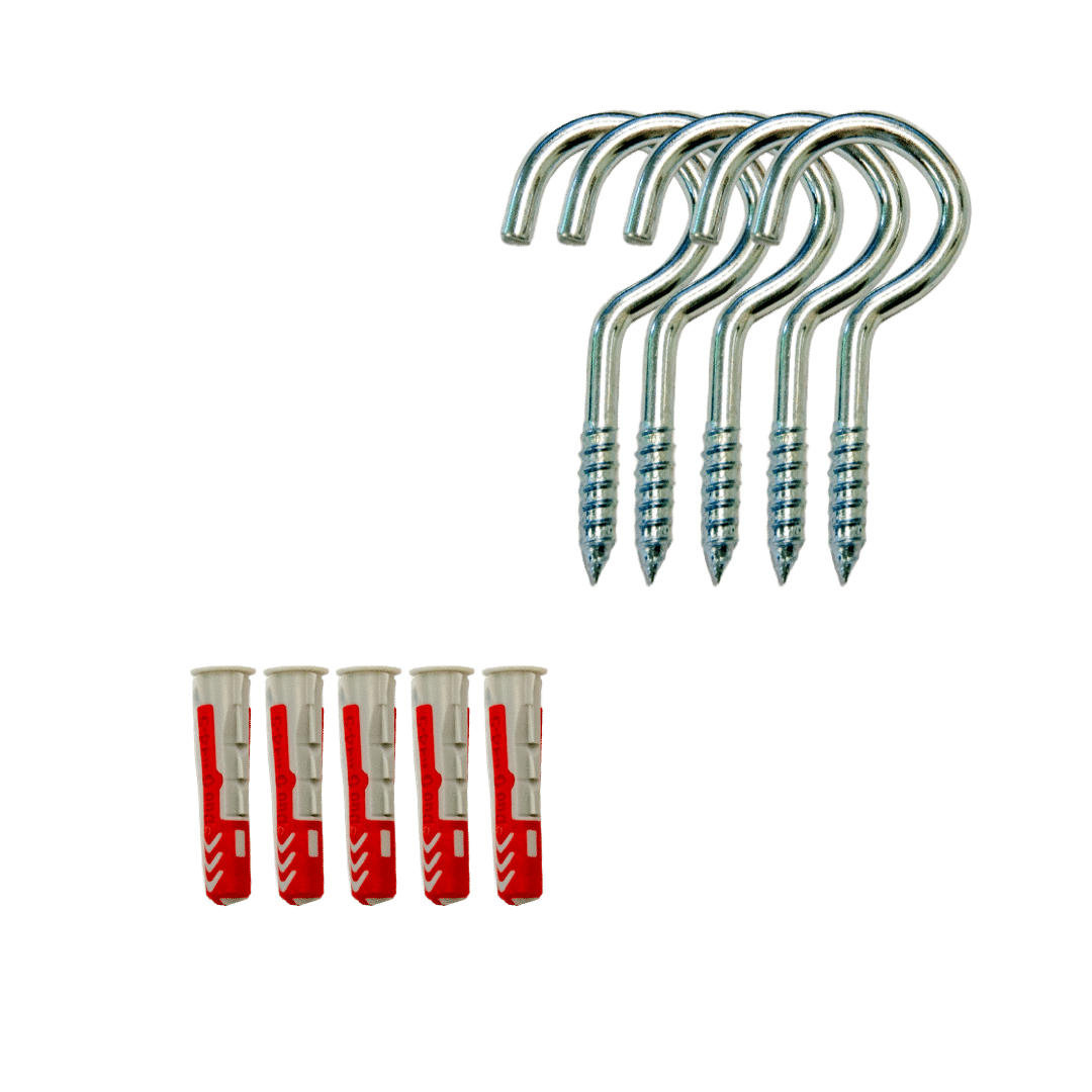 Schroefhaak set met pluggen - 5 stuks