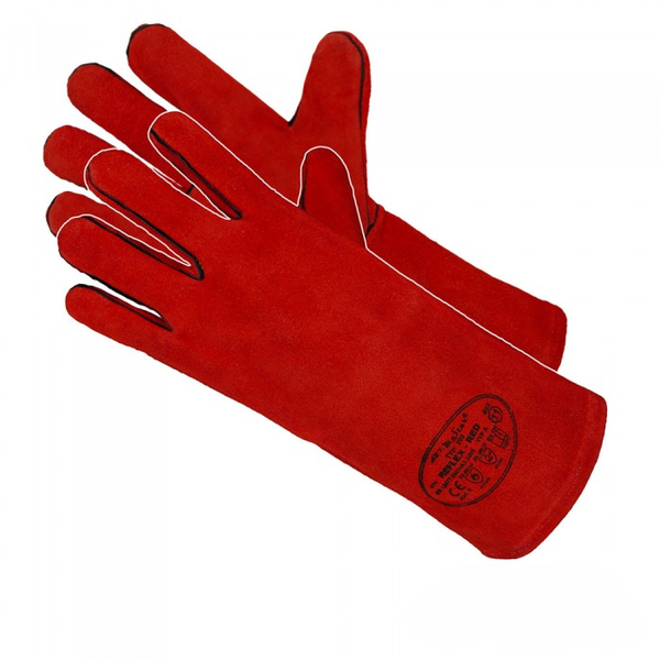 Leder Schweißerhandschuhe ReflexRed