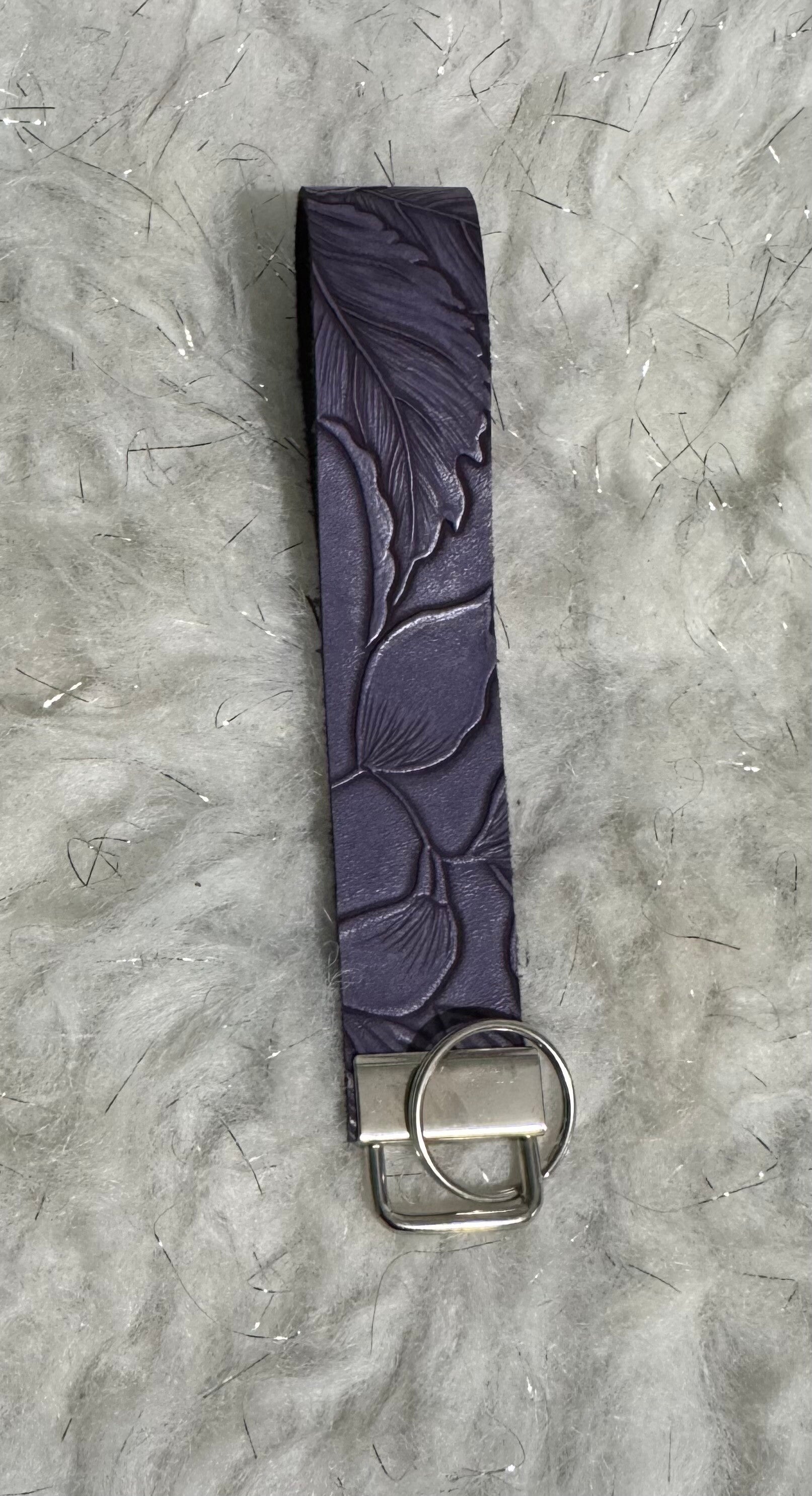 Faux leather wristlet keychain