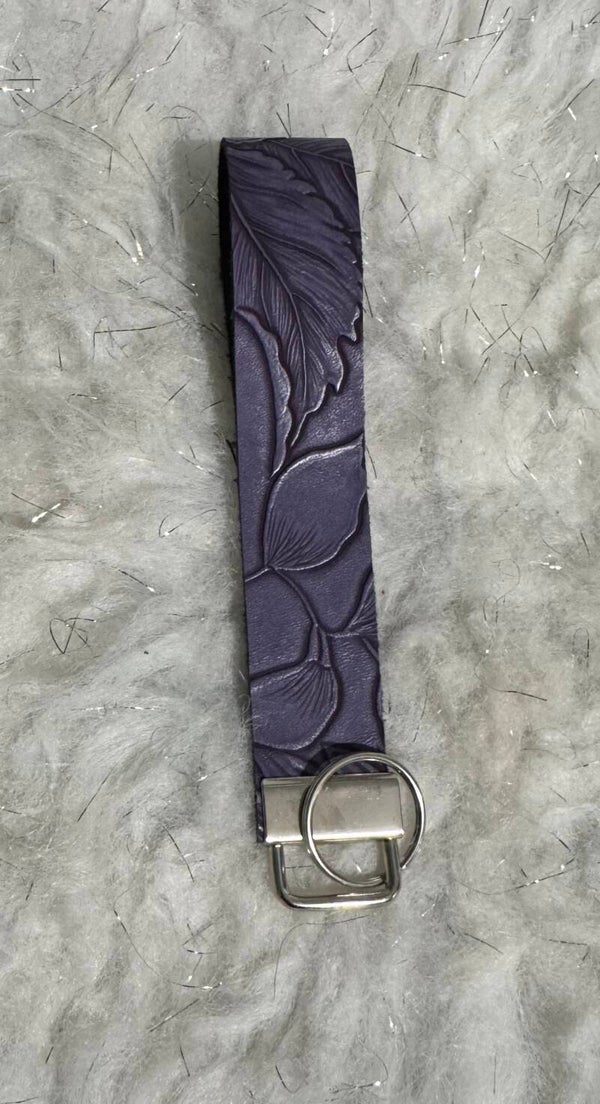 Faux leather wristlet keychain