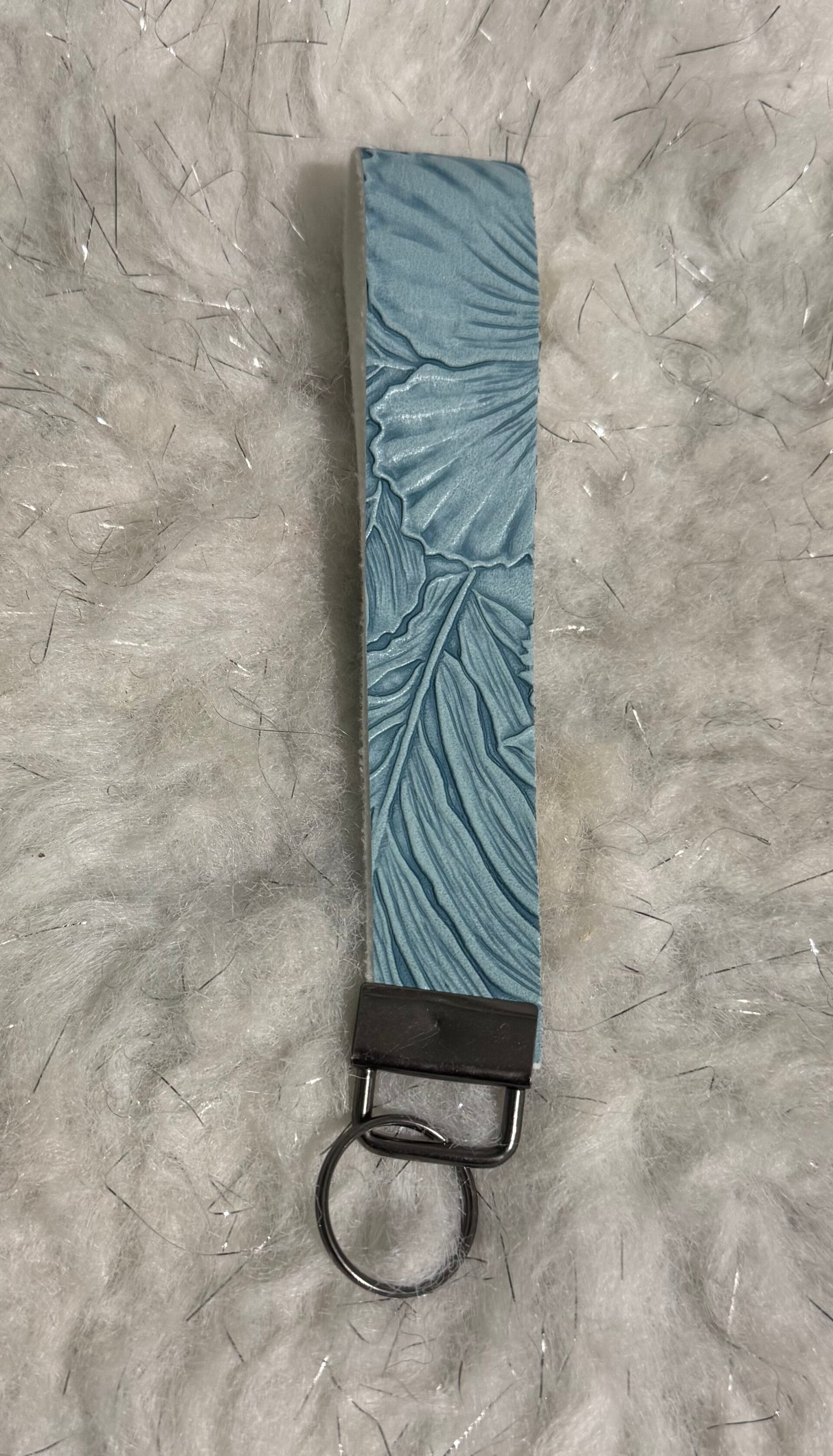 Faux leather wristlet keychain